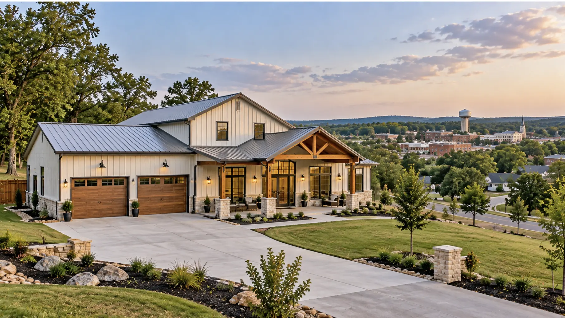 Modern barndominium built on a residential property within Mount Juliet, TN city limits.