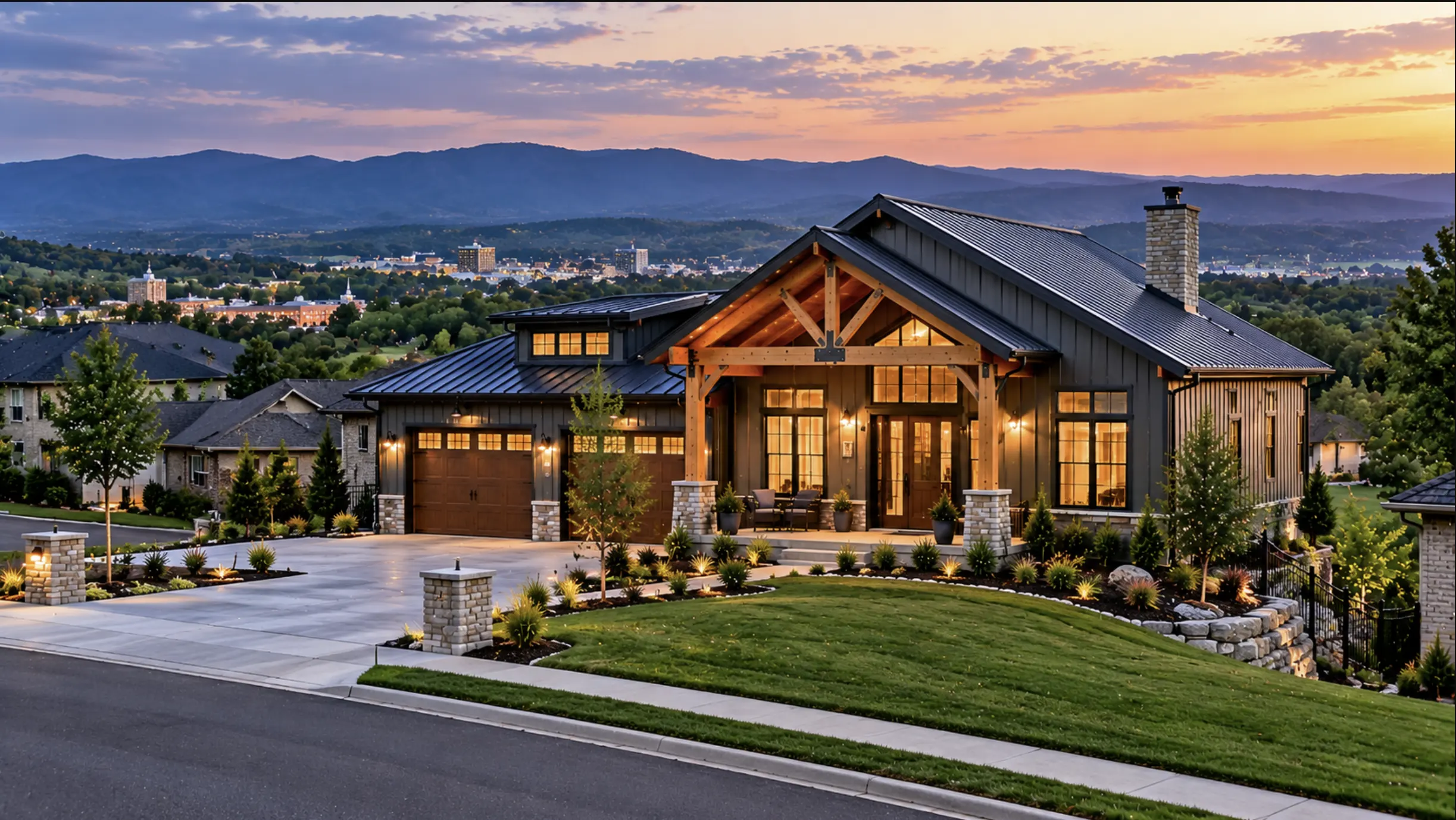 Barndominium built within Johnson City, TN city limits with residential access and surrounding development.