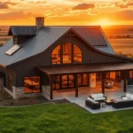 barndominium design of a barndo located in Tennessee with dark grey metal roof