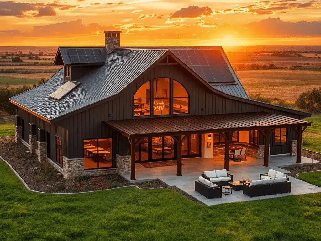 barndominium design of a barndo located in Tennessee with dark grey metal roof