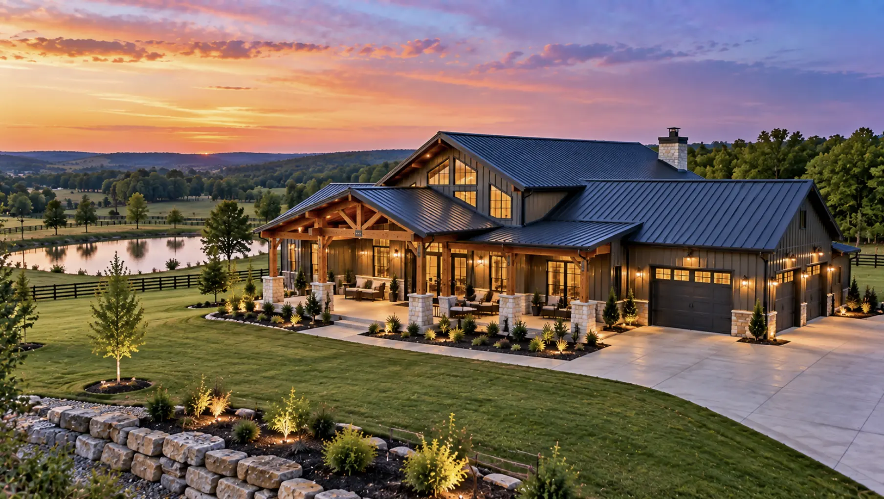 Custom barndominium floor plan designed around the property layout and terrain in Mount Juliet, TN.