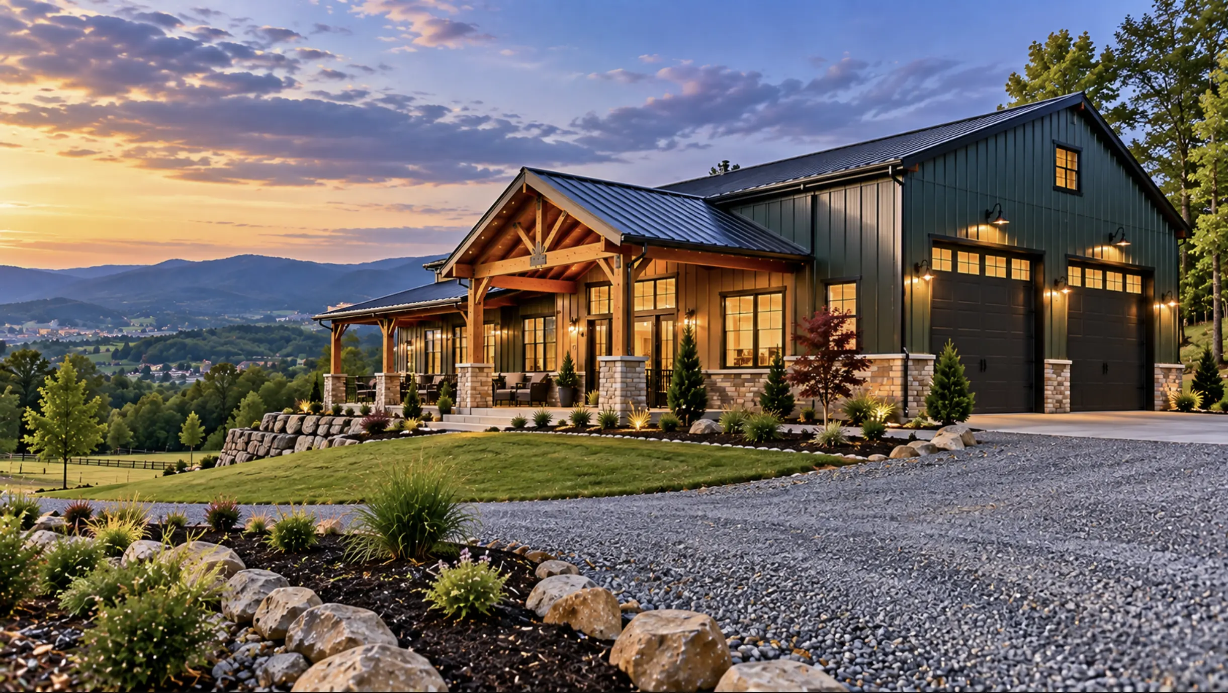 Completed custom barndominium illustrating building costs on a Johnson City, TN property.