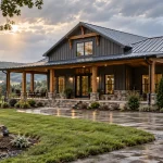 Tennessee barndominium with metal roofing and exterior materials designed for changing weather conditions